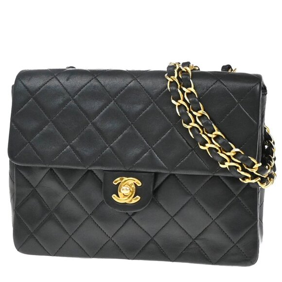 CHANEL CC Logo Mini Matelasse Chain Shoulder Bag Leather Black Vintage 836RF591 - Picture 1 of 15